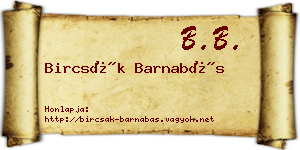 Bircsák Barnabás névjegykártya