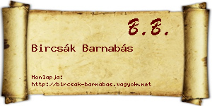 Bircsák Barnabás névjegykártya